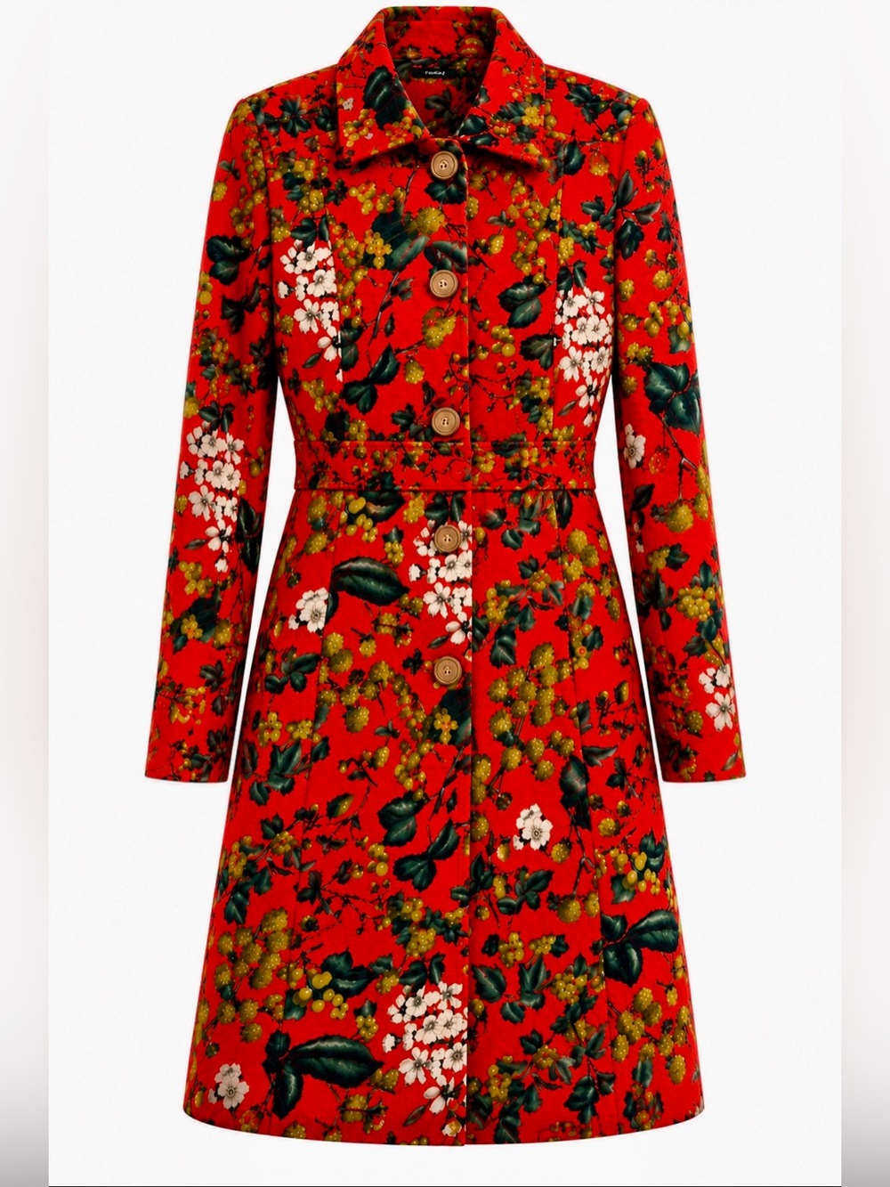 J. Crew Red Floral Print Peacoat